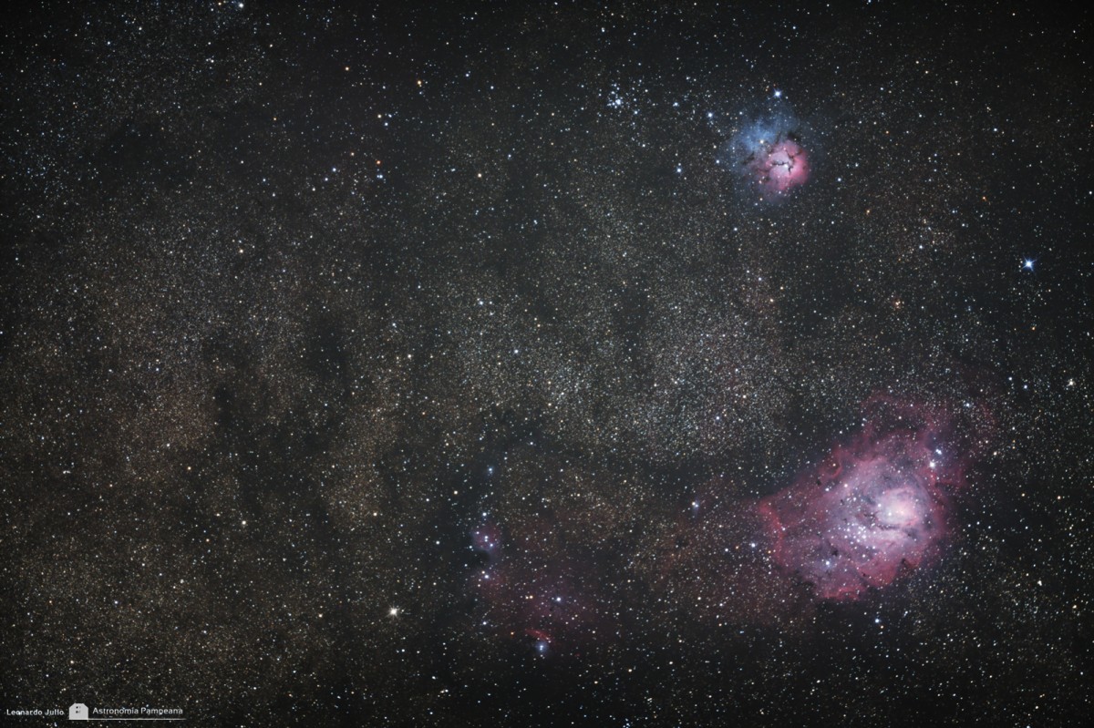 M8 M20 y NGC 6559 Lagoon Nebula, Trifid Nebula